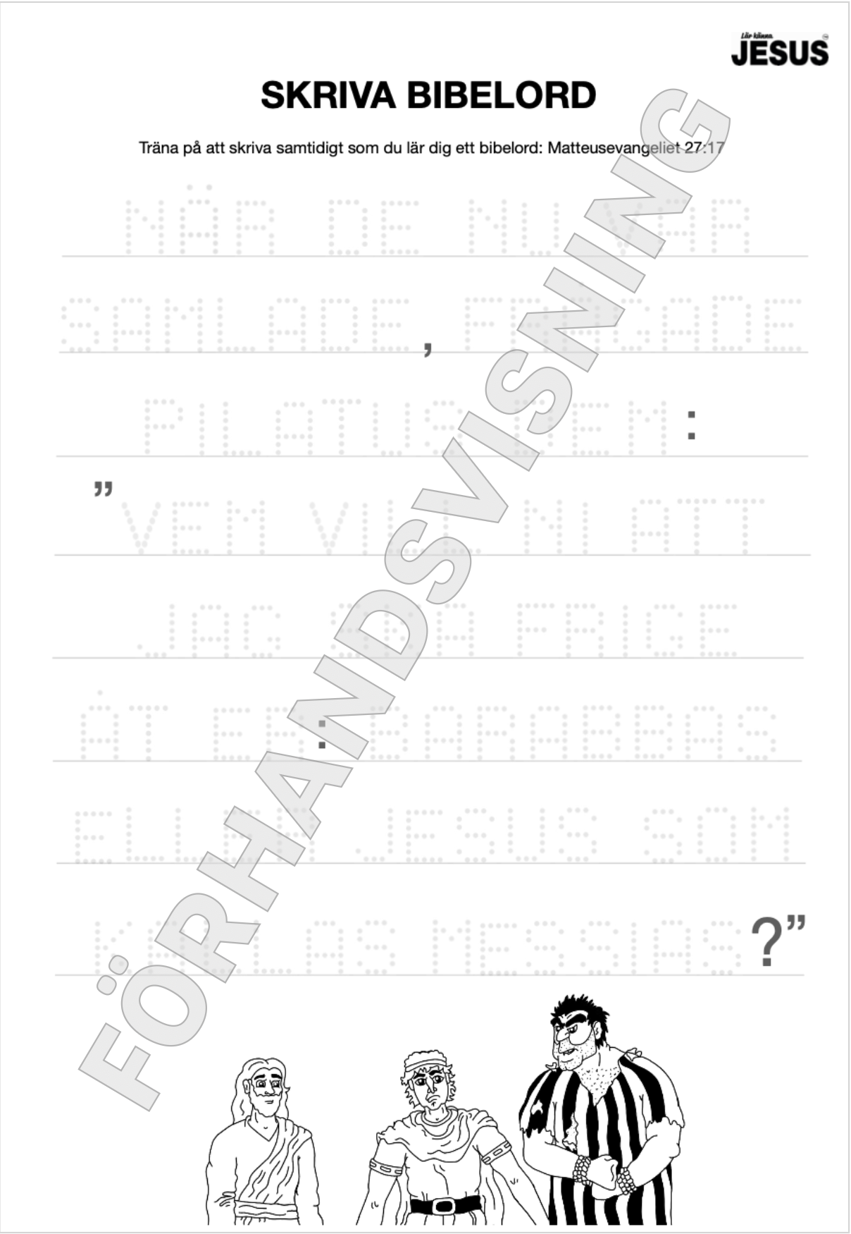 Pyssel- & aktivitetsblad Lär känna Jesus