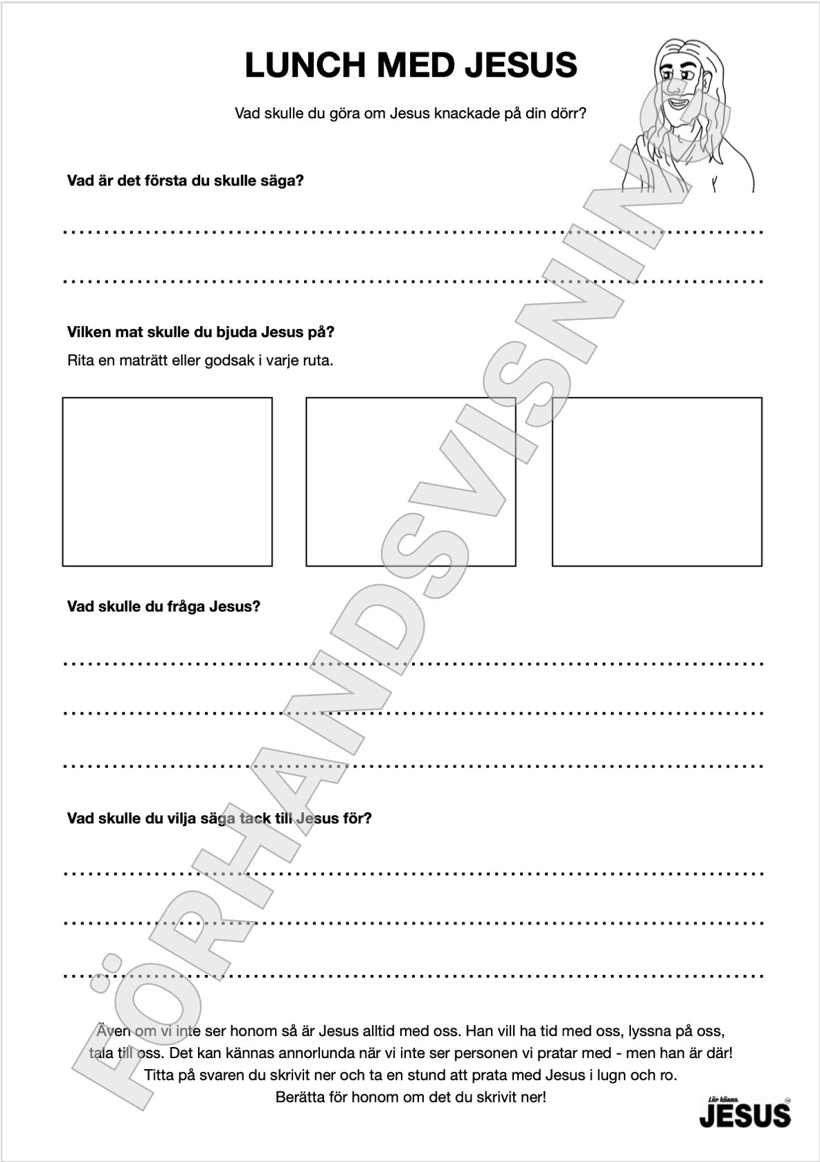 Pyssel- & aktivitetsblad Lär känna Jesus