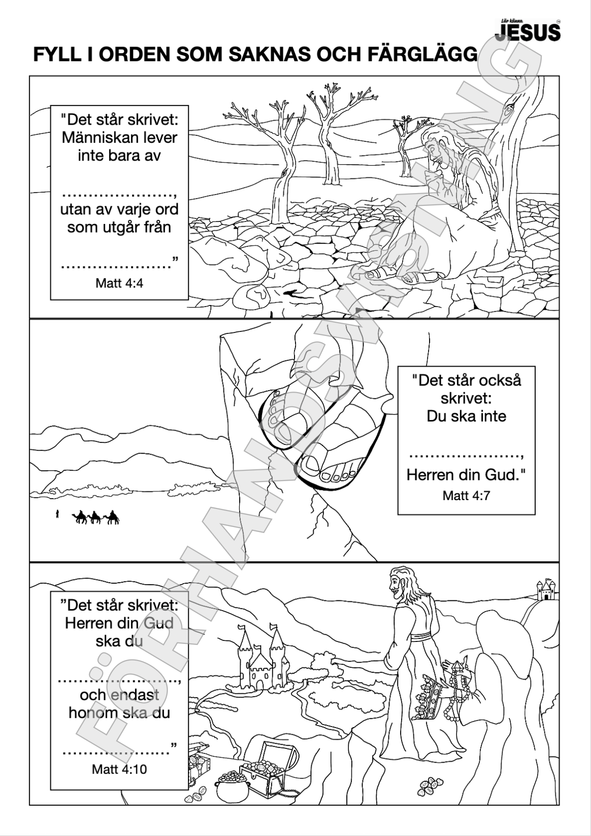 Pyssel- & aktivitetsblad Lär känna Jesus